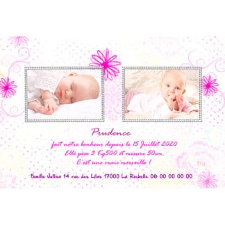 faire-part de naissance magnet Prudence