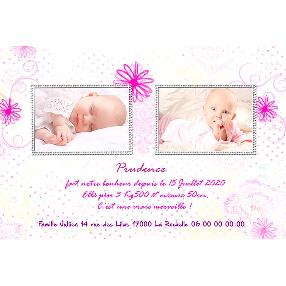 faire-part de naissance magnet Prudence