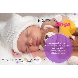 Faire part baptême Rose