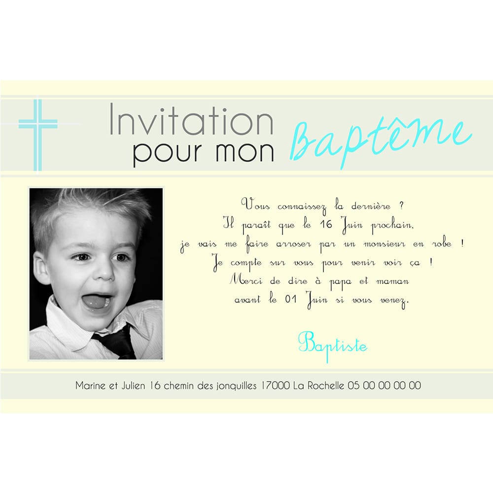 Faire part baptême Baptiste