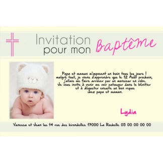 Faire part magnet baptême Lydia