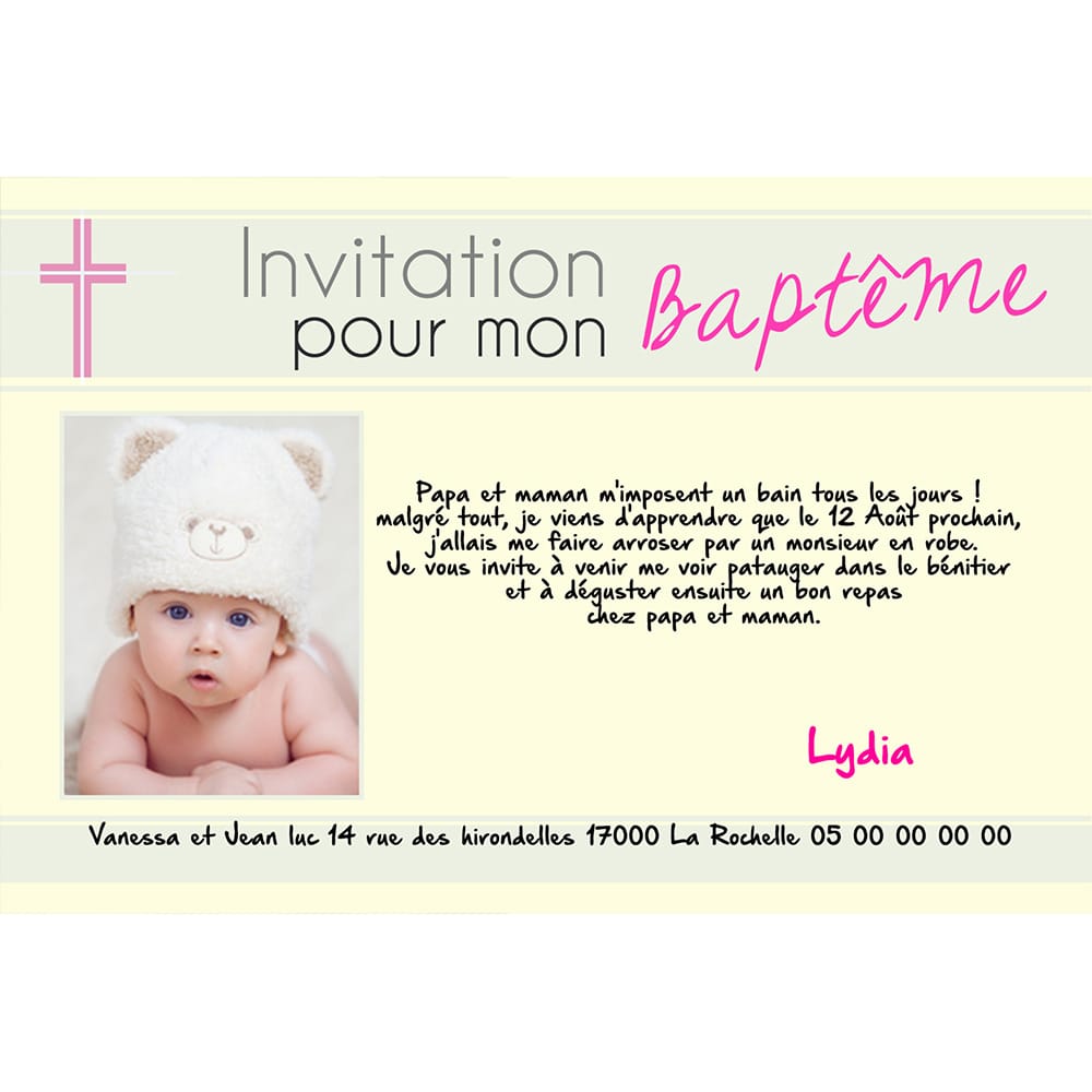 Faire part magnet baptême Lydia
