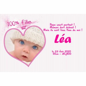 faire-part de naissance magnet L&eacute;a