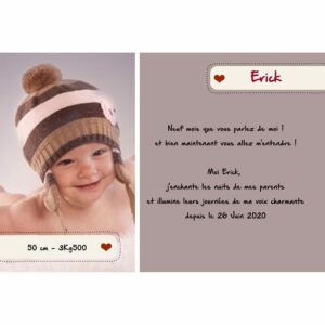 faire-part de naissance magnet Erick
