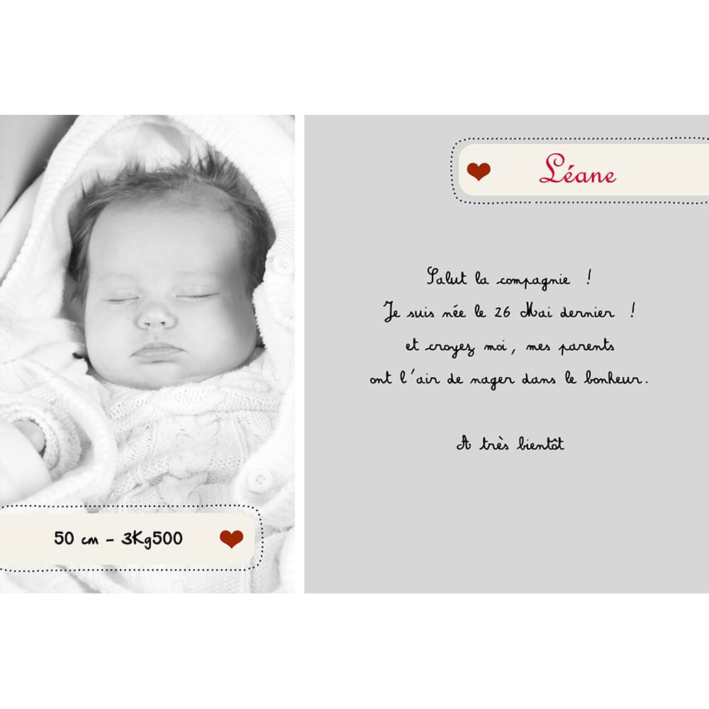 faire-part de naissance magnet Léane