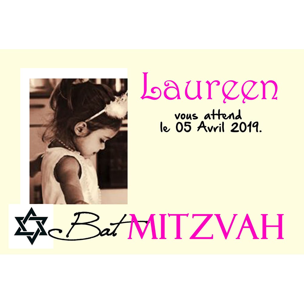 Faire part magnet bar mitzvah Laureen