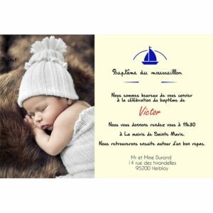 Faire part magnet bapt&ecirc;me Victor