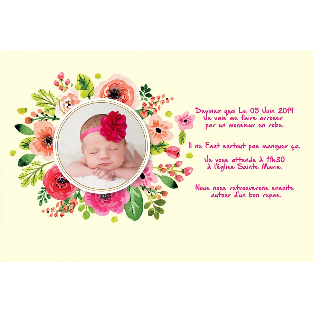 Faire part magnet baptême Lou