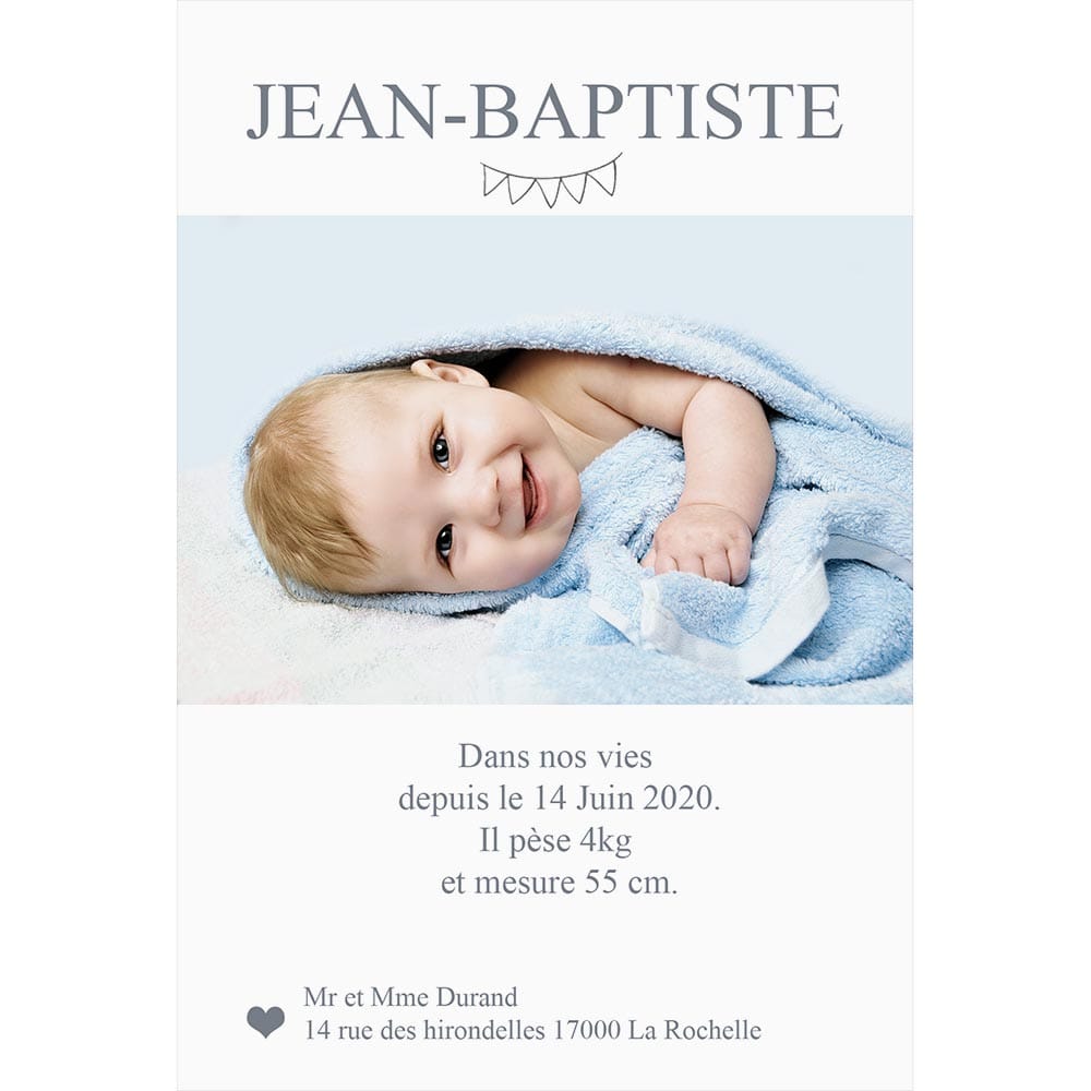 faire-part de naissance magnet Jean Baptiste