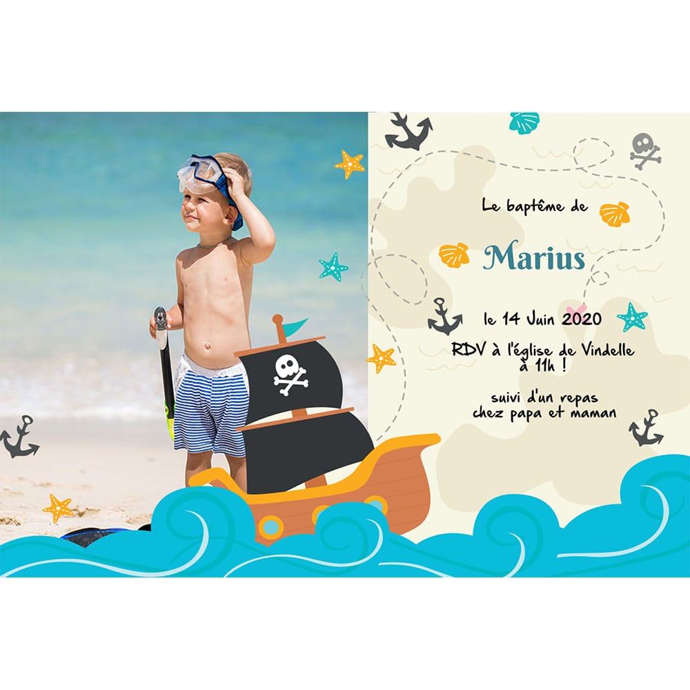 Faire-part magnet baptême Marius