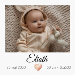 Faire-part magnet polaroid - petit coeur