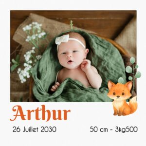 Faire-part magnet polaroid &ndash; petit renard